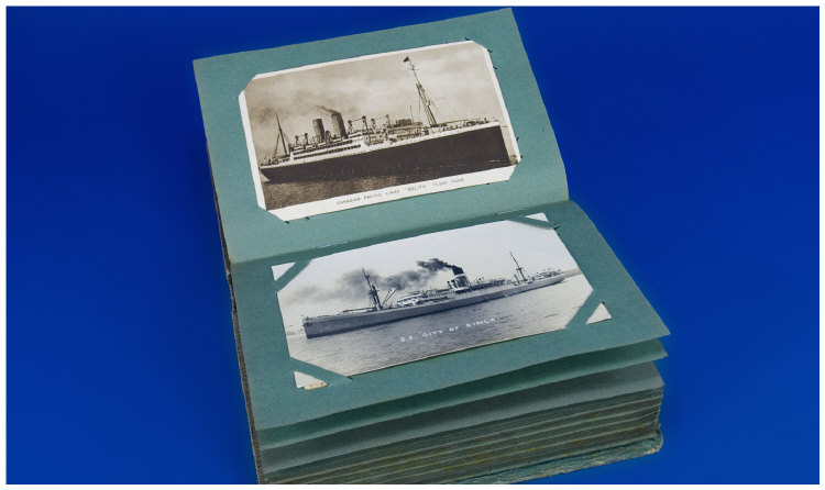 Appraisal: A Vintage Album Of Shipping Postcards of Great Liners and