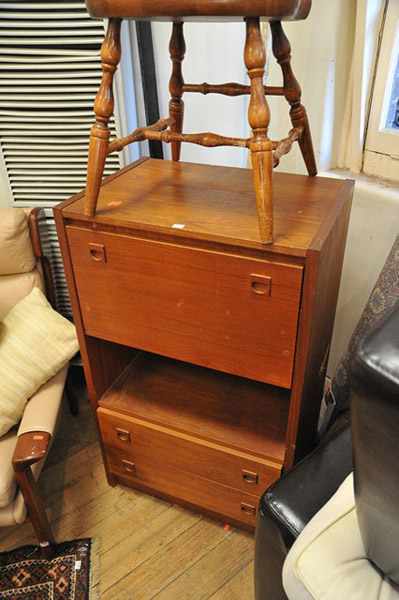 Appraisal: A DANISH STYLE TEAK DROP FRONT TWO DRAWER CHEST