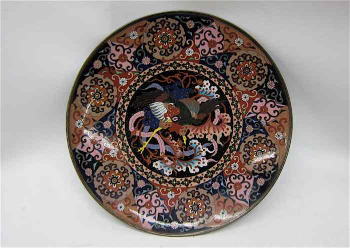 Appraisal: JAPANESE CLOISONNE CHARGER with central phoenix design and stylized floral