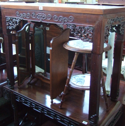 Appraisal: A th century Chinese hardwood altar table with prunus carved