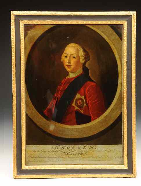 Appraisal: A TH CENTURY REVERSE GLASS PRINT of George III after