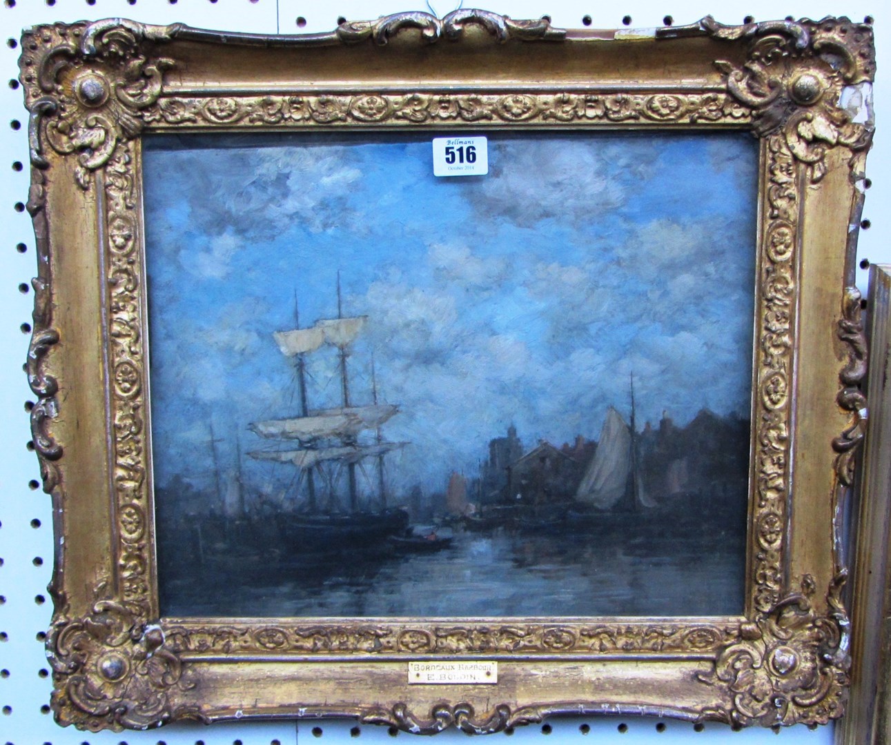 Appraisal: Circle of Eug ne Boudin Bordeaux Harbour oil on canvas