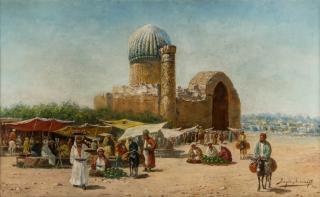 Appraisal: RICHARD KARLOVICH ZOMMER RUSSIAN - Repast by a Mosque Halt