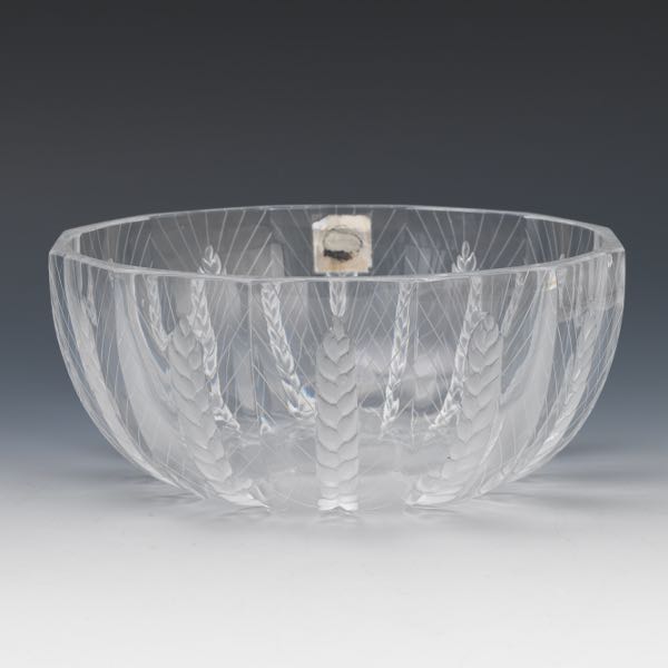 Appraisal: LALIQUE FRANCE CERES WHEAT SHEAF GLASS BOWL x Clear and