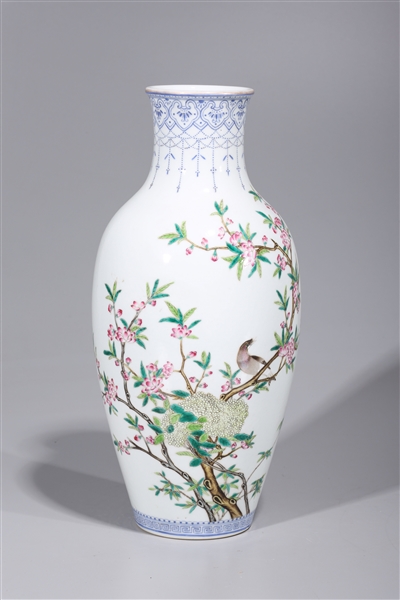 Appraisal: Chinese famille rose enameled porcelain vase with bird and flowering