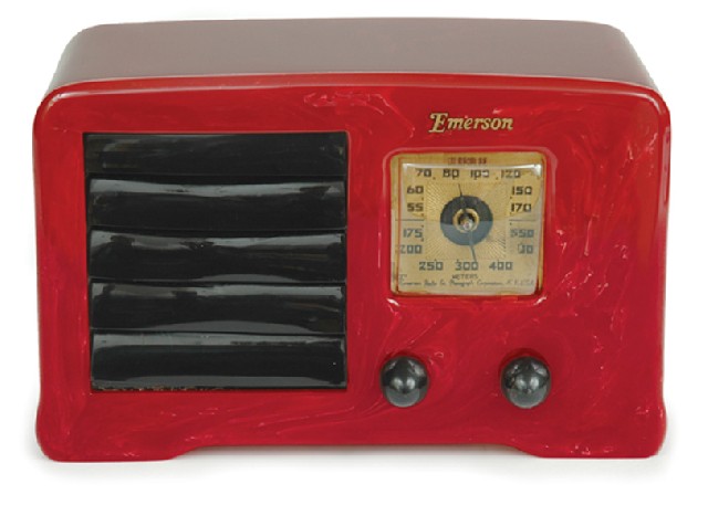 Appraisal: Emerson AX Little Miracle circa red case with black louvered