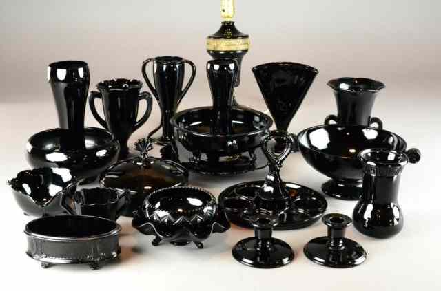 Appraisal: Pcs Black Amethyst GlasswareA variety of styles including vases cups