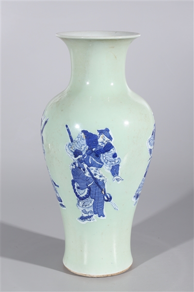 Appraisal: Chinese celadon glazed porcelain vase with four warriors depicted in