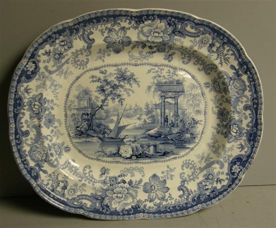 Appraisal: Hall Son 'Antiquities' pattern blue and white meat plate printed