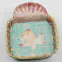 Appraisal: Majolica square dish with water lily and square handle Ca