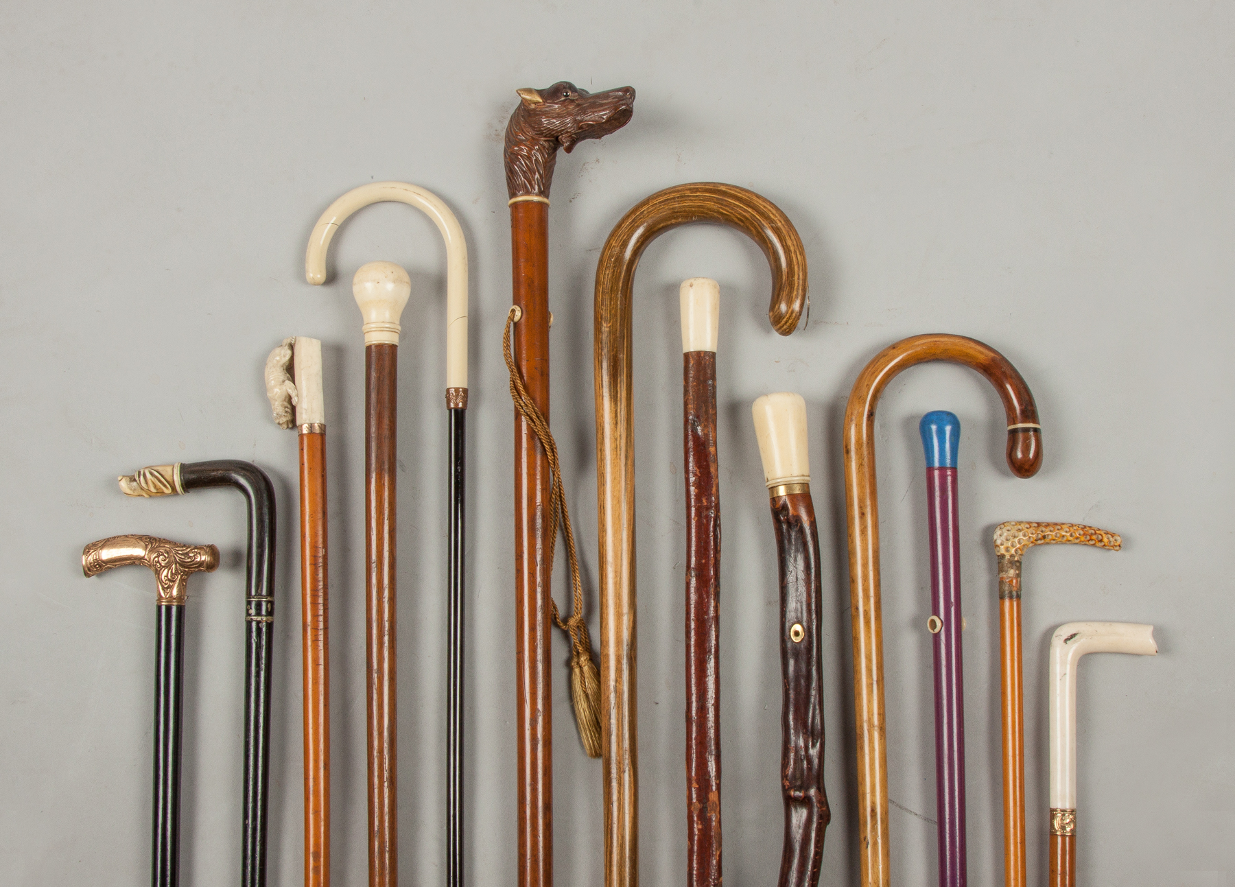 Appraisal: Thirteen Assorted Canes Late th early th century Incl one