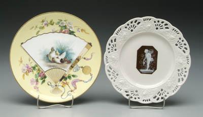 Appraisal: Two Mintons plates cabinet plate with hand painted fan decoration