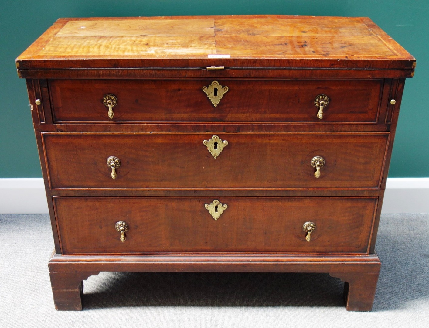 Appraisal: An th century and later walnut bachelor's chest the foldover