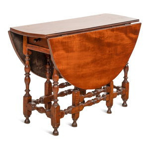 Appraisal: A William and Mary Style Maple Drop-Leaf Gate-Leg Table Late