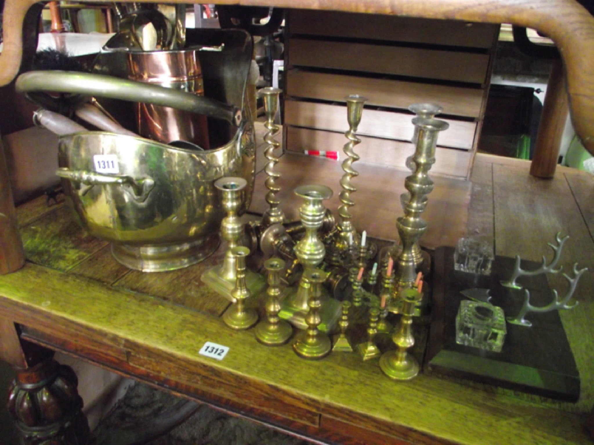 Appraisal: A brass coal scuttle together with a miscellaneous collection of