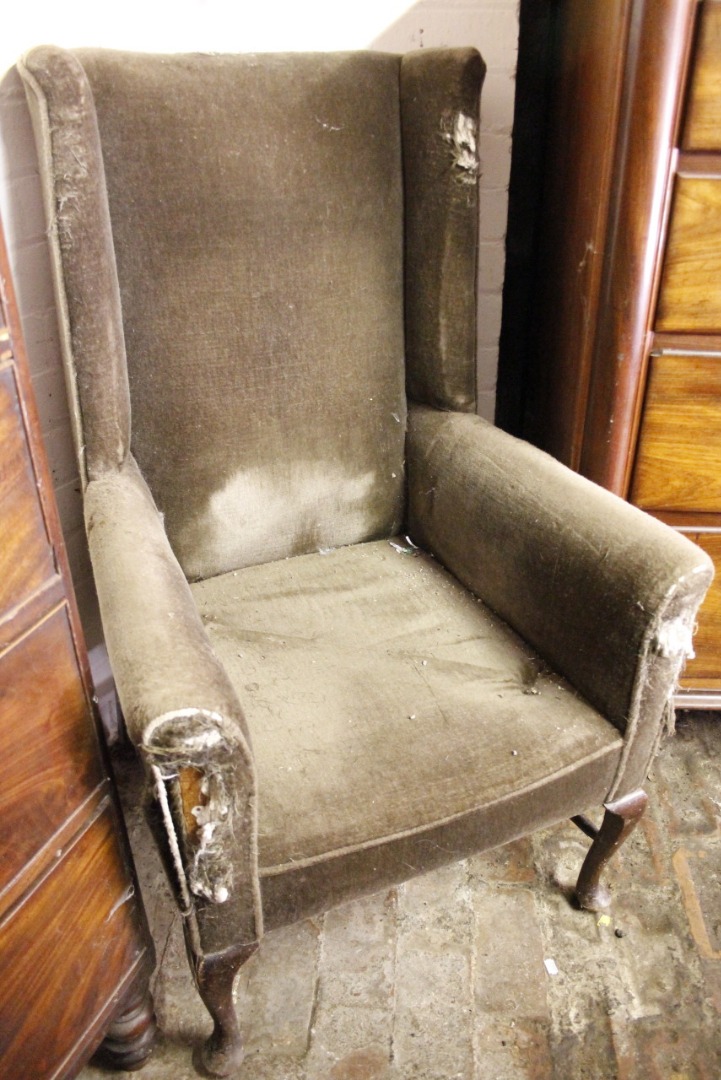 Appraisal: A George II style mahogany framed straight back wing chair