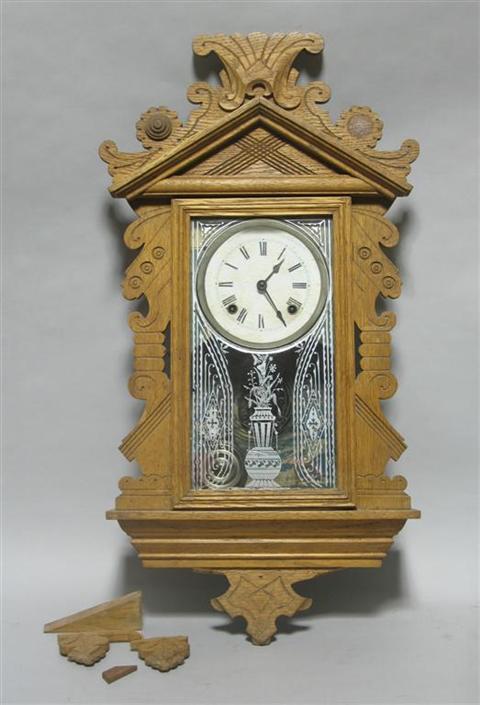 Appraisal: VICTORIAN STYLE WALL CLOCK Four broken pieces in a bag