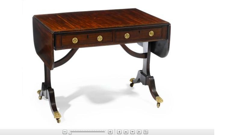 Appraisal: Regency line inlaid mahogany sofa table th century