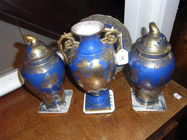 Appraisal: A COPELAND SPODE TWO HANDLED VASE and two pots and