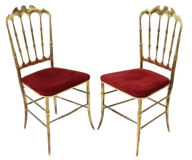 Appraisal: pair Italian Chiavari brass side chairs mid th c spindled