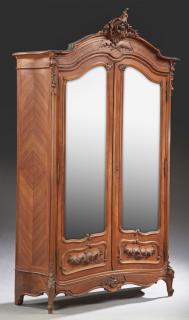 Appraisal: French Louis XV Style Carved Walnut Bombe Armoire early th