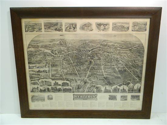 Appraisal: Westerly Rhode Island Aero View Hughes Bailey in oak frame