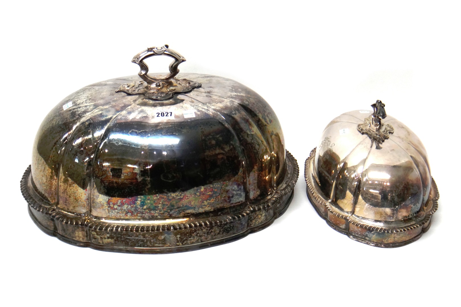 Appraisal: Two graduated plated on copper Victorian meat domes each of