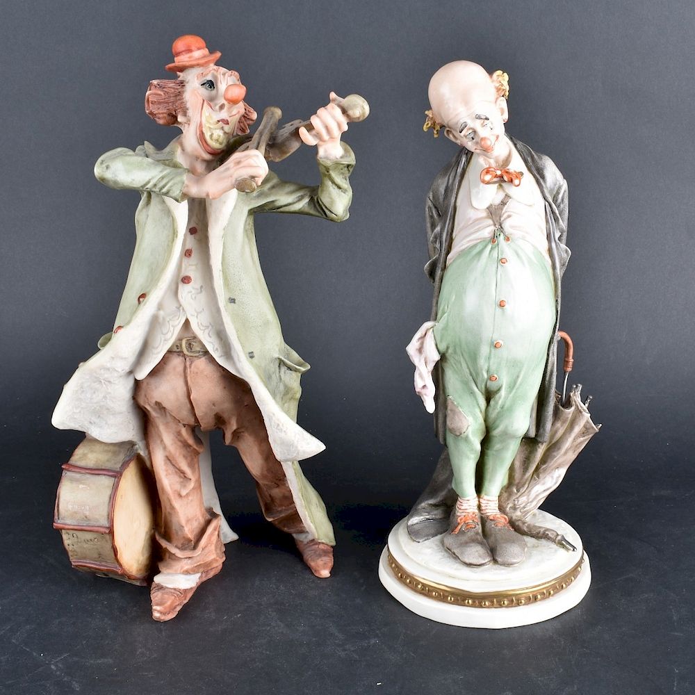 Appraisal: Two Italian Porcelain Figurines Two Vintage Italian Porcelain Clown Figurines