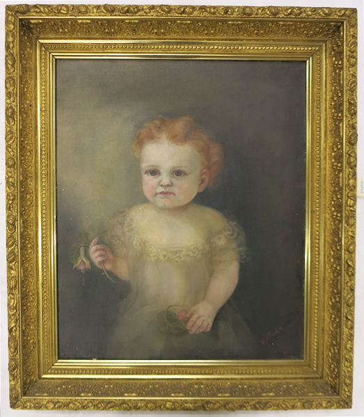 Appraisal: M J FONDA OIL ON CANVAS portrait of a small