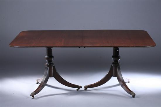 Appraisal: REGENCY STYLE MAHOGANY DOUBLE PEDESTAL DINING TABLE th century with