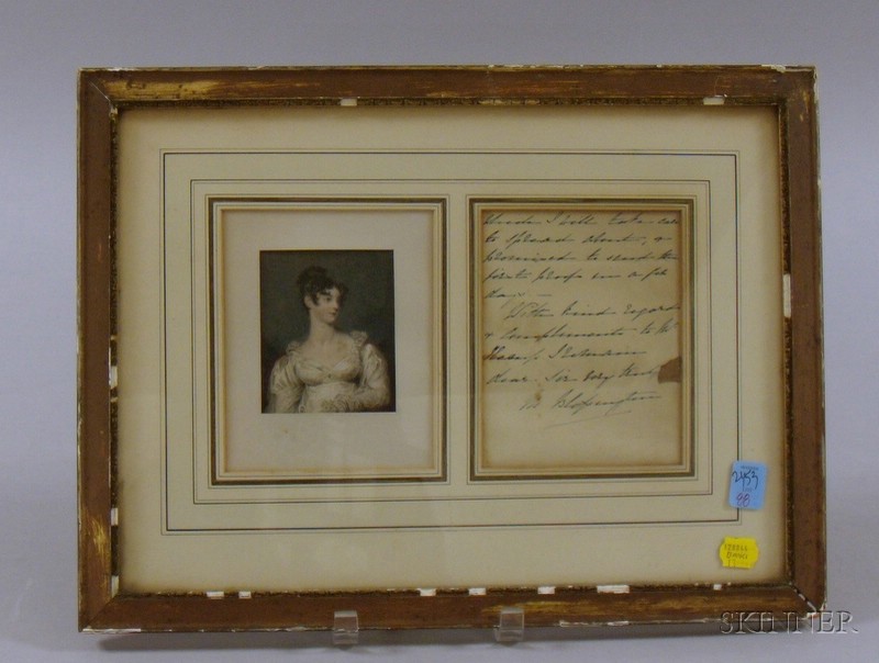 Appraisal: Framed Lady Marguerite Blessington Handwritten Letter in a common frame