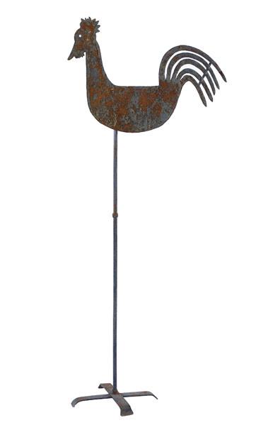 Appraisal: FOLK ART WEATHERVANE Of a rooster in sheet-metal on a