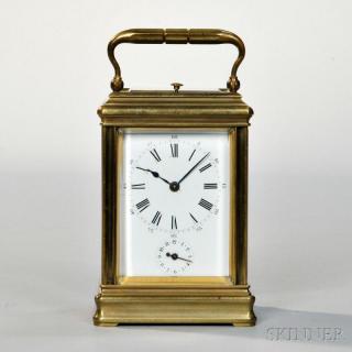 Appraisal: Petite Sonnerie Carriage Clock France c brass and beveled glass