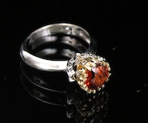 Appraisal: An Unusual Hessonite Garnet Diamond Ring A k white gold