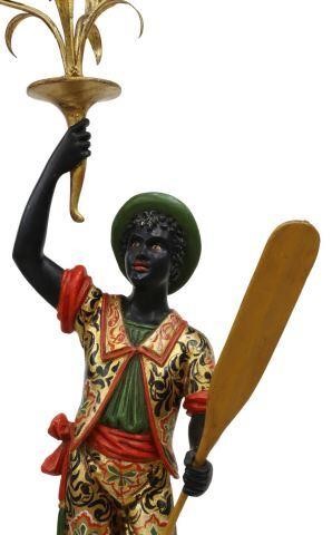 Appraisal: Venetian carved and painted Blackamoor five-light torchiere th c gilt