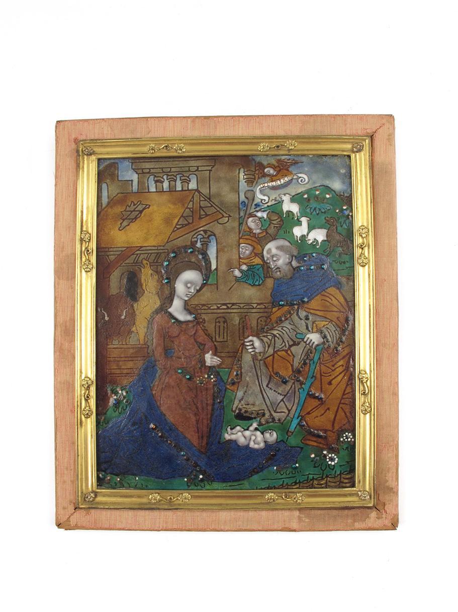 Appraisal: A French Limoges enamel rectangular panel of the nativity