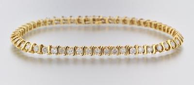 Appraisal: A Diamond Tennis Bracelet Carat Total k yellow gold bracelet