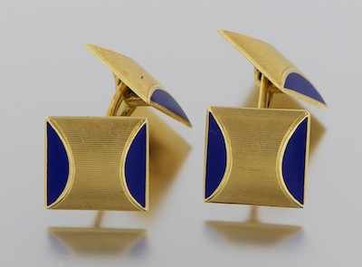 Appraisal: Vacheron Constantine k Gold and Enamel Cufflinks k yellow gold