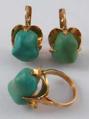 Appraisal: A pair of yellow metal tests carat gold turquoise earrings