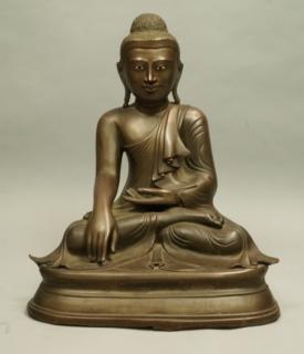 Appraisal: Cast Bronze Vintage Buddha Sculpture Seated figu Cast Bronze Vintage