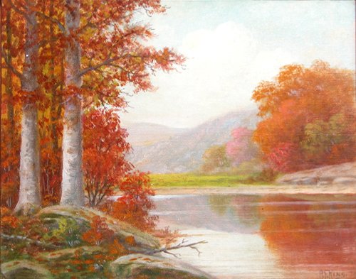 Appraisal: Artist King Alfred Francis American - Title Autumn Landscape Medium