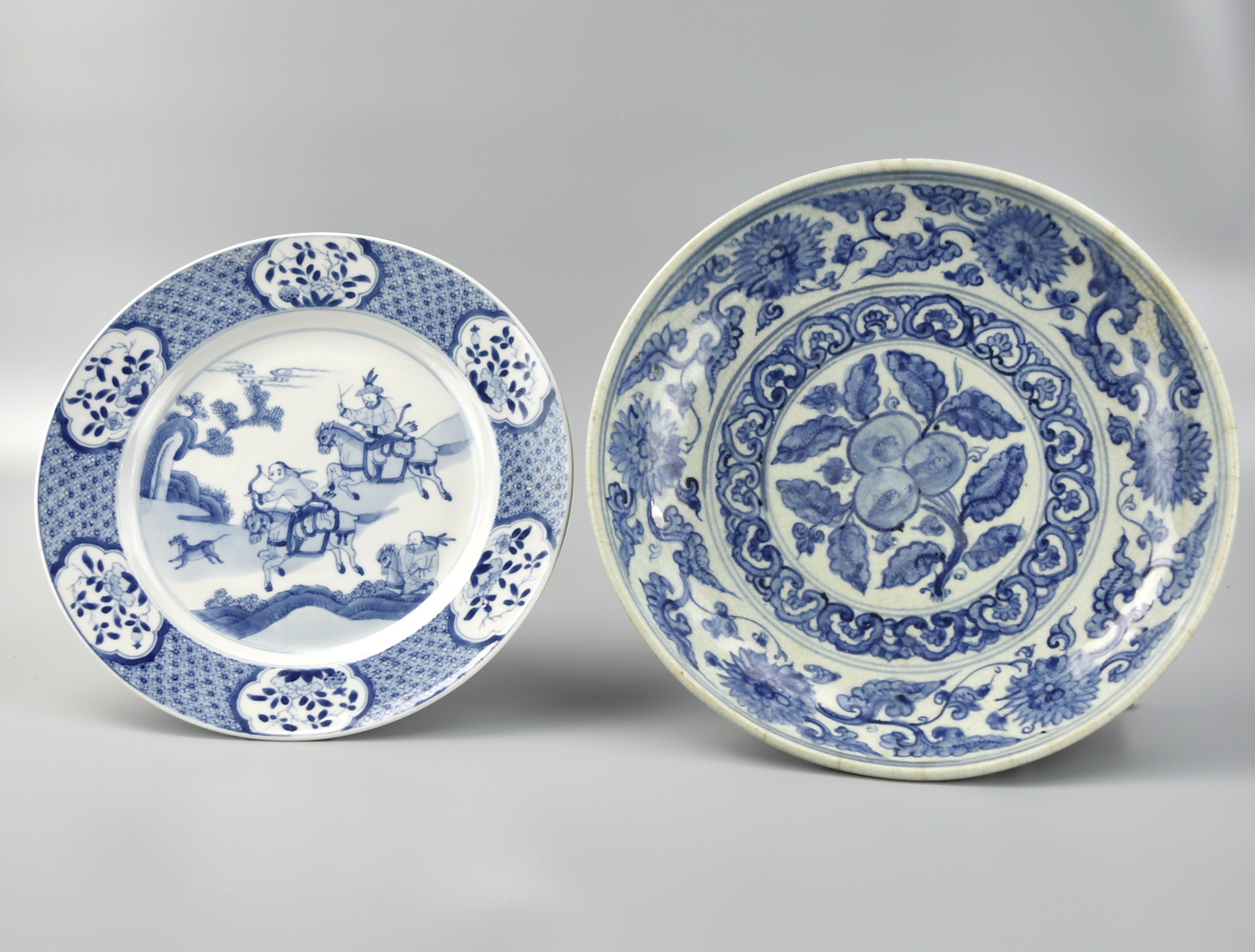 Appraisal: TWO CHINESE BLUE WHITE PLATES - TH C Chinese blue