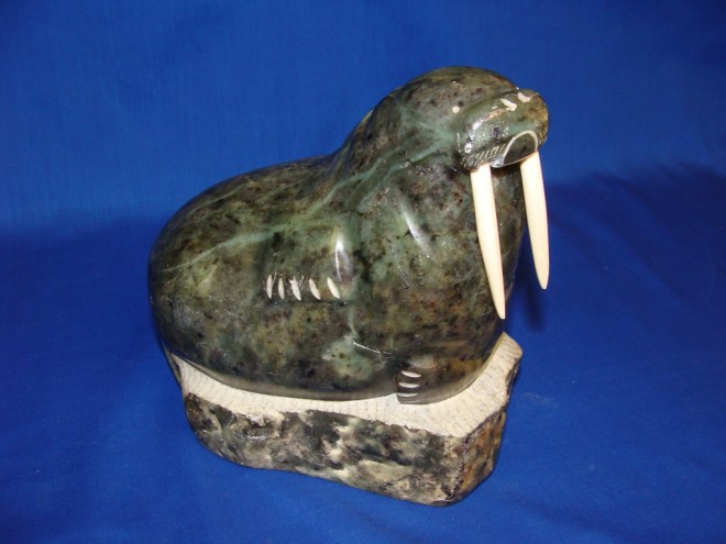 Appraisal: ist th century WALRUS Soapstone H inches Chip to mouth