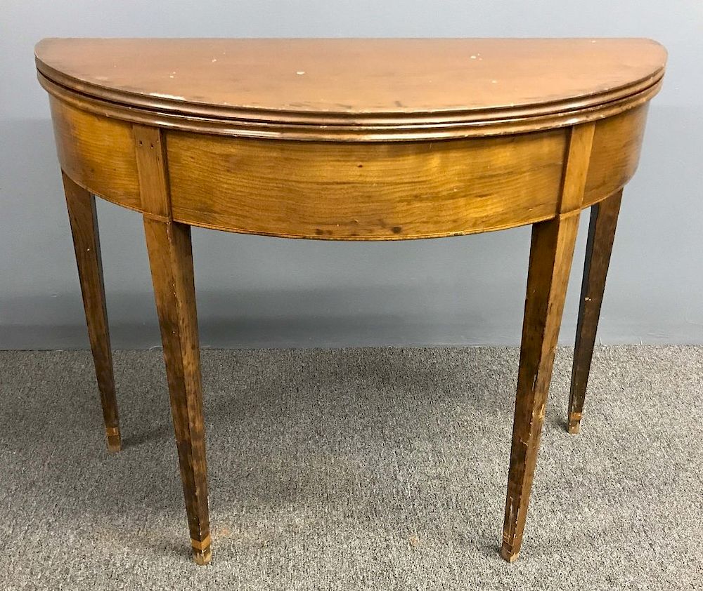 Appraisal: Hepplewhite Cherry Demilune Card Table Hepplewhite cherry demilune card table