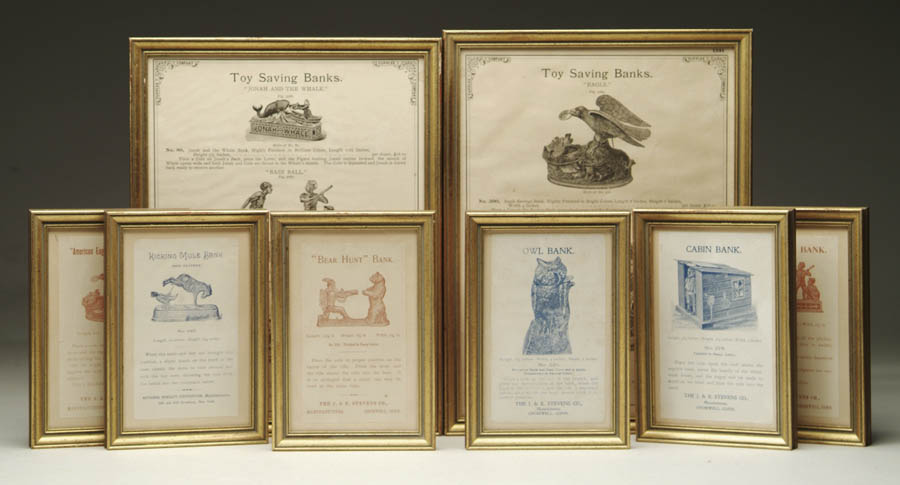 Appraisal: LOT OF EIGHT MECHANICAL BANK INSTRUCTION SHEETS Consisting of eight