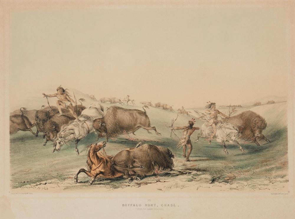 Appraisal: After George Catlin - Pennsylvania New Jersey Buffalo Hunt Chase