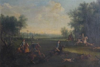 Appraisal: MANNER OF JEAN BAPTISTE OUDRY french - HUNT SCENE Oil