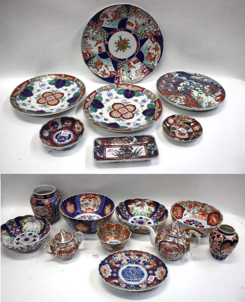 Appraisal: COLLECTION OF SEVENTEEN JAPANESE IMARI PORCELAINS with various designs comprised