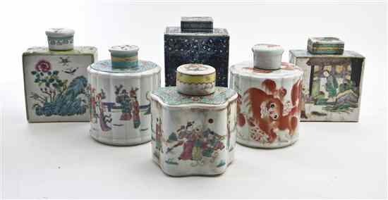 Appraisal: A Group of Six Chinese Porcelain Tea Caddies comprising three