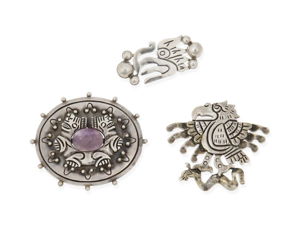 Appraisal: William Spratling - American A group of silver and amethyst